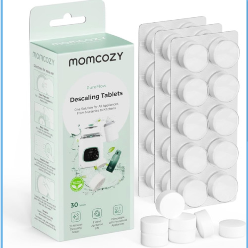 Momcozy Official Descaling Tablets, Compatible KleanPal Pro Baby Bottle Washer, Descaler for Milk & Limescale Removal, 30 Count