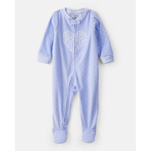 Baby Girl Heart Print Pajamas - Blue (12 Month)