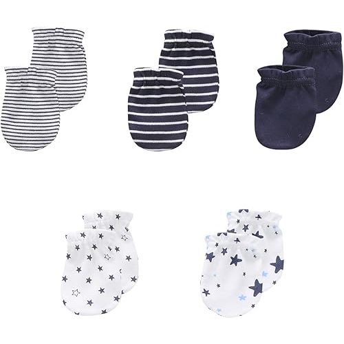 5 Pack Unisex New Born Boy Girls Anti Scratch Mittens Cotton Soft Baby Gloves 0-3 Months Infant Essentials