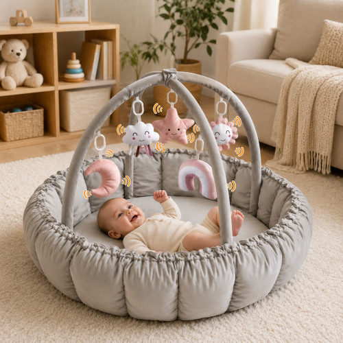 Little Teekie Baby Play Reversible Tummy Time Mat with Sensory Toys