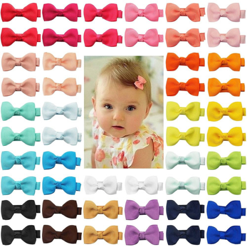 CÉLLOT Baby Hair Clips 50 Pieces 25 Colors in Pairs Baby Girls Fully Lined Bows Hair Pins Tiny 2" Hair Bows Alligator Clips for Girls Infants Toddlers