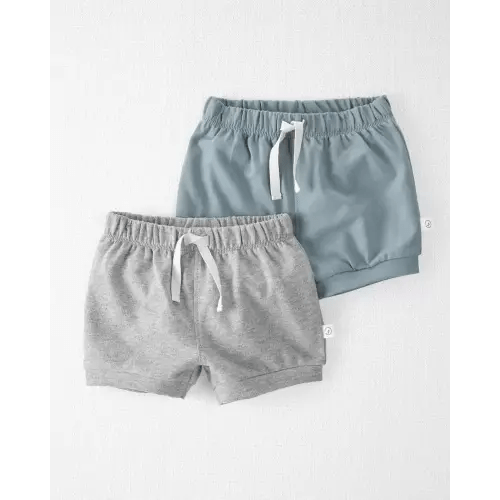 Baby 2-Pack Organic Cotton Shorts - Blue, Grey