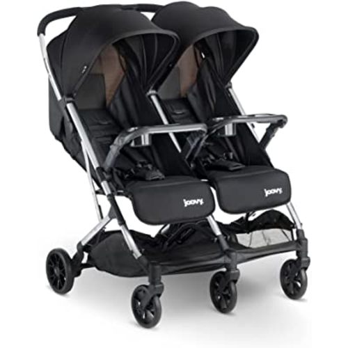 Joovy Kooper X2 Double Stroller, Lightweight Travel Stroller, Compact Fold with Tray, Black