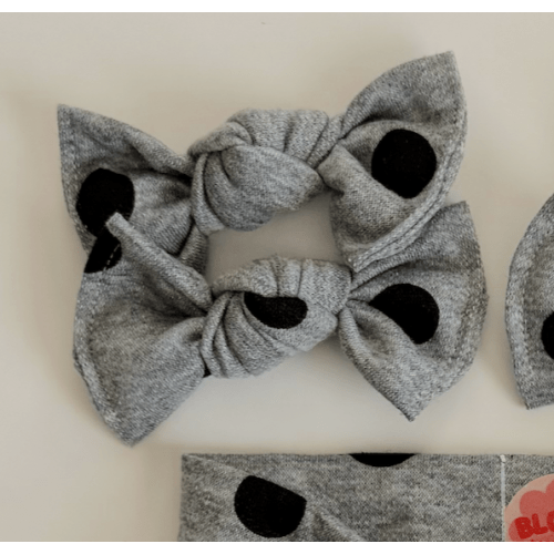 Black and Grey Polka Dot BloomCLIPS or Nylon Headband – Bloom Headwraps