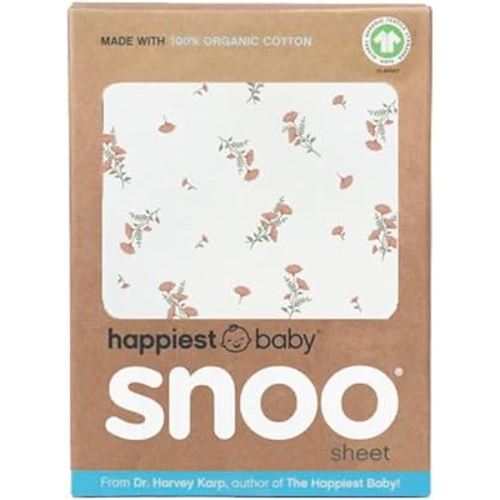 Happiest Baby SNOO Bassinet Fitted Sheet - 100% Organic Cotton Nursery Bedding - Fits SNOO Sleeper Crib Mattress (Ivory Wildflowers)