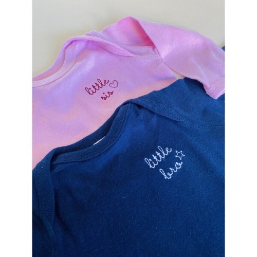 Little Sis Longsleeve Onesie, Pink - juju + stitch | Maisonette