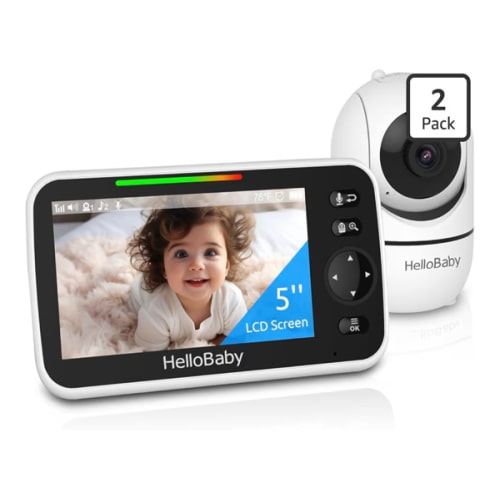 Amazon.com: HelloBaby No WiFi Baby Monitor 5" Screen 30-Hour Battery Pan-Tilt-Zoom Video Upgrade with Camera and Audio, Night Vision, VOX, 2-Way Talk, 8 Lullabies and 1000ft Range, HB6550 : Baby
