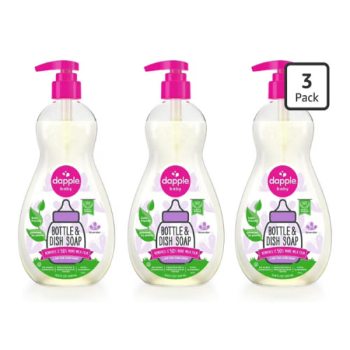 Amazon.com: Dapple Baby Lavender Baby Bottle & Dish Soap - (3 Pack) 16.9 fl oz - Plant-Powered Dish Soap for Bottles, Pump Parts, and Sippy Cups - Includes 1 Pump : Baby