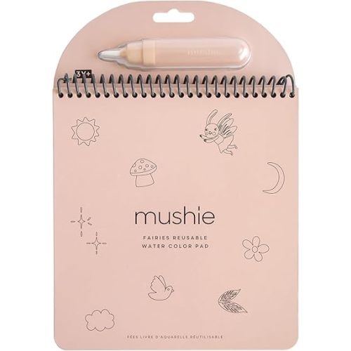 mushie Fairies Reusable Water Color Pad | Montessori Travel Activity Fairy Tale Book + Refillable Brush for Toddlers 3 Years+