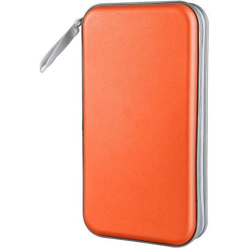 CD Case Holder, 80 Capacity CD/DVD Case Holders Wallet Hard Plastic CD DVD Disc Cases Storage Binder for Car Home Office Travel (Orange)