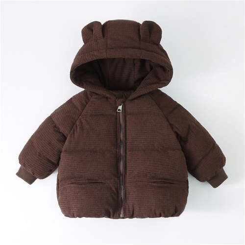 Baby Boys Girls Winter Down Coat Cute Bear Ears Hooded Jacket Full Zip Up Snowsuit Lightweight Puffer Padded Jacket Winter Clothes Size 3-4