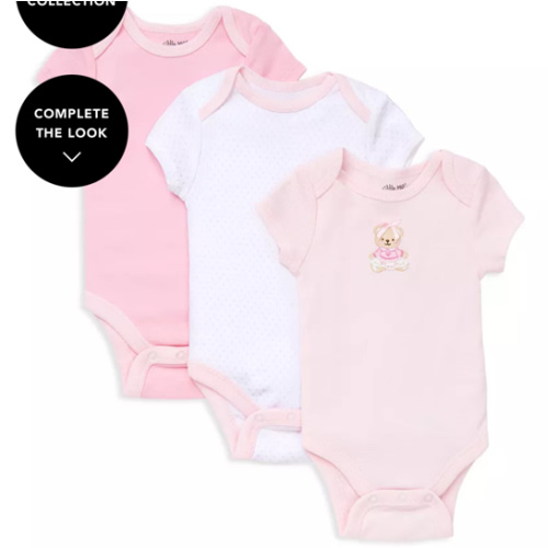 Girls' Bear Bodysuit, 3 Pack - Baby