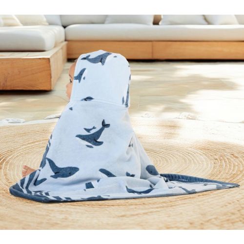 Whale Reversible Baby Beach Hooded Towel UPF 50+