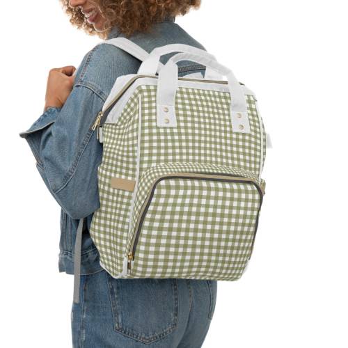 Baby Diaper Backpack l Blue Gingham l Pink Gingham l Sage Green Gingham l Diaper Bag l Baby Shower Gift l New Mom Gift