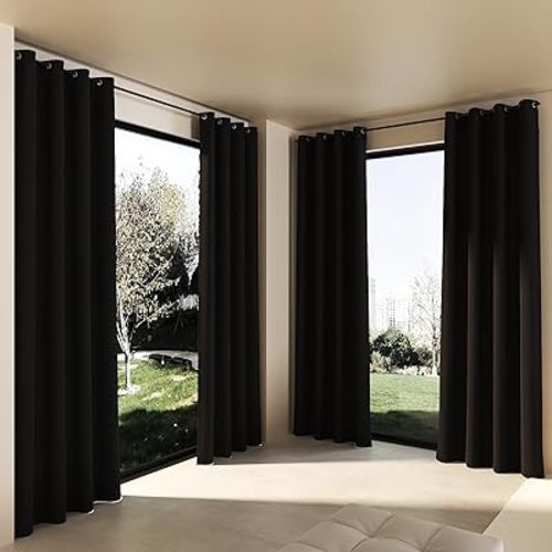 4 Panels 100% Blackout Curtains, Black Solid Thermal Insulated Grommet Drapes for Bedroom Window (Black, 52" W x 63" L)