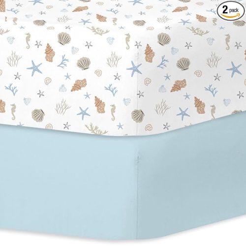 Little Grape Land Crib Sheets 2 Pack, Seashell Haven