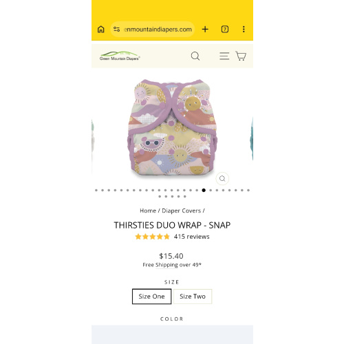 Thirsties Duo Wrap two-sized cloth diaper cover