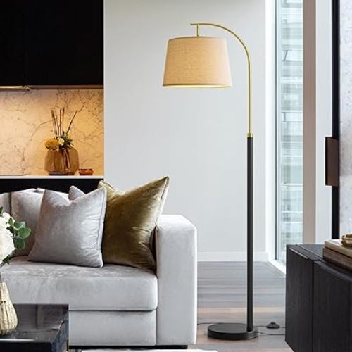 62.5" Floor Lamps for Living Room with Foot Switch Arc Tall Standing Lamp for Bedroom Mid Century Modern Corner Gold Black Floor Lamps for Office Nursery Industrial Reading Light Room Lamp