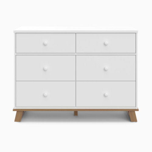 Storkcraft Modern 6 Drawer Dresser - White/Vintage Driftwood