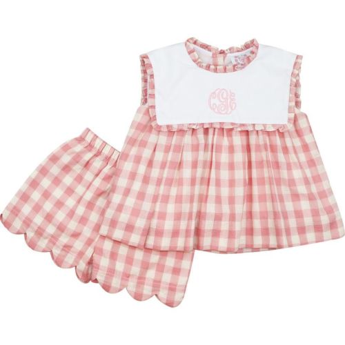 Pink Check Linen Short Set