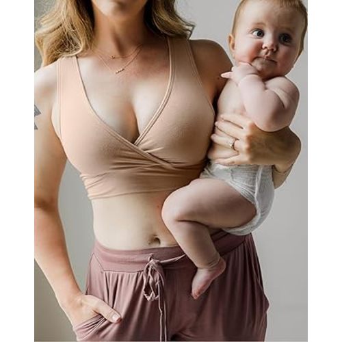 Kindred Bravely French Terry Nursing Bra for Breastfeeding and Sleep, Racerback Crossover, Soft and Stretchy Maternity Bra