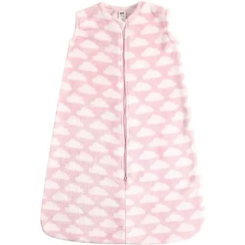 Hudson Baby Unisex Baby Plush Sleeping Bag, Sack, Blanket, Pink Clouds Plush, 6-12 Months