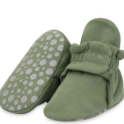 Organic Cotton Gripper Baby Bootie - Olive – Zutano