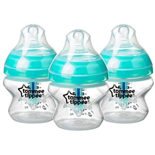Tommee Tippee Advanced Anti-Colic Baby Bottle, Slow Flow Breast-like Nipple, Heat-Sensing Technology, BPA-Free - Blue - 5 Ounce, 3 Count