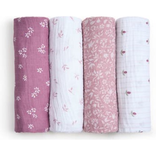 4-Pack 100% Organic Cotton Muslin Swaddles
