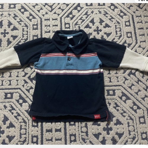 Baby Boys Old Navy Multicolored Striped Layered Polo Shirt. Size 18-24 mos