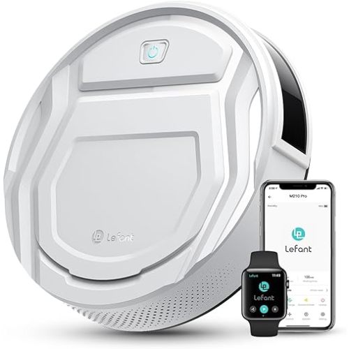 Lefant M210 Pro Robot Vacuum with 2200 Pa Powerful Suction, 6 Cleaning Modes, 120 Mins Runtime, Quiet, Self-Charging, Voice Control, Ideal for Pet Hair and Hard Floor, White