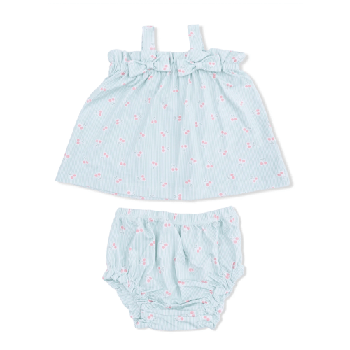 Bow Top & Ruffle Leg Bloomer, Tiny Cherry Stripe