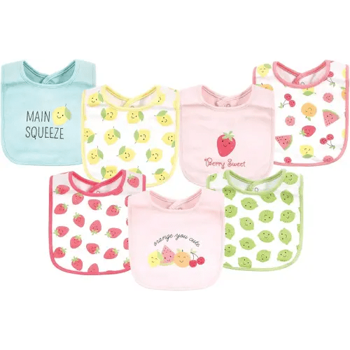 Hudson Baby Unisex Baby Cotton Bibs, Cute Fruit, One Size