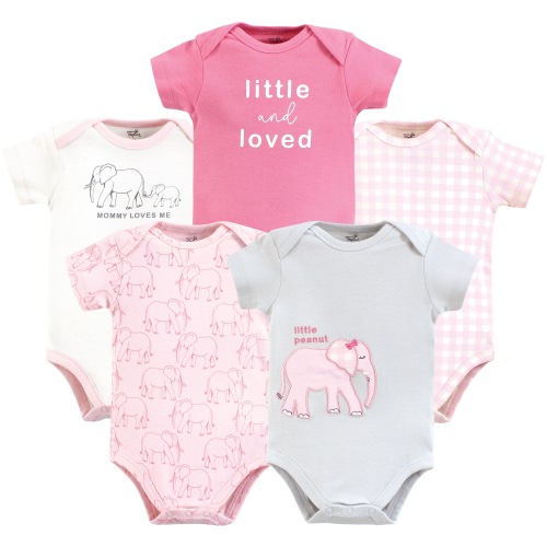 Touched by Nature Girls Organic Cotton Bodysuits, Pink Peanut