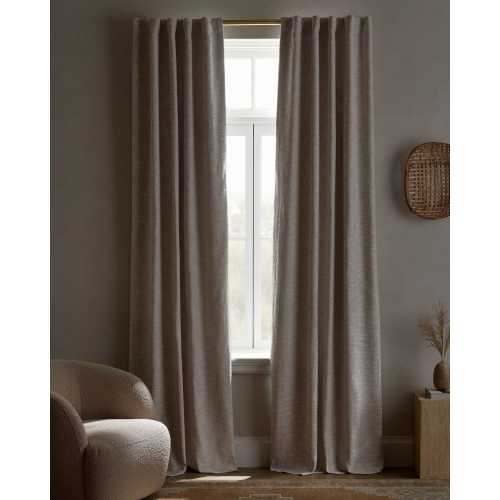 Textured Cotton True Blackout Curtain in Oatmeal
