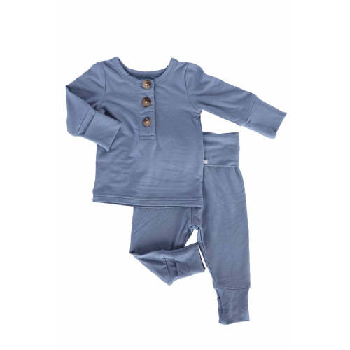 2pc Bamboo Button Top & Bottom | Blue Jean