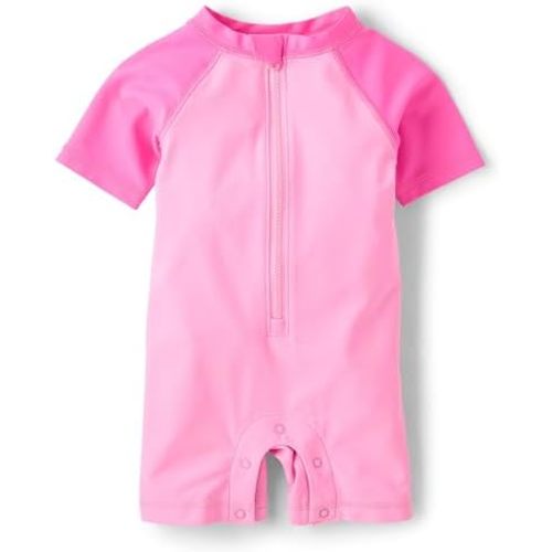 The Children's Place Baby Girls' and Newborn Rashguard One Piece Swimsuit