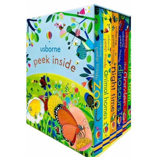 Usborne Peek Inside Board Book Box Set – New Sealed