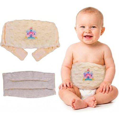 Colic and Gas Relief for Newborns and Infants, Flax Seed Heated Tummy Wrap - Microwaveable Baby Heating Pad with Soothing Warmth, Natural Relief for Gas and Upset Stomach,Yellow