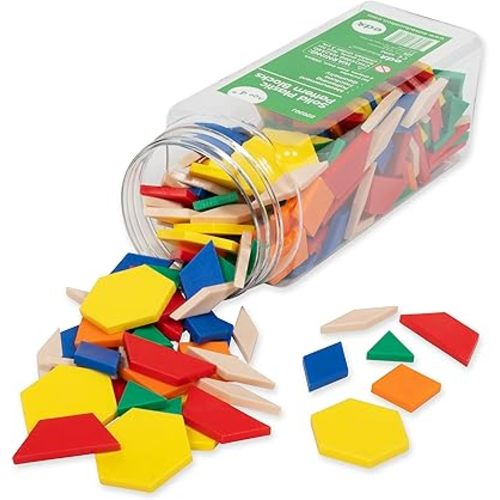 edxeducation Plastic Pattern Blocks | Set of 250 | Math Manipulative for Fractions, Symmetry, Patterning and Creativity | Math Supplies for Classroom