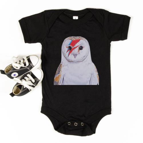 Bowie Baby romper, Bowie, Bowie Gift, Bowie Bowie Owl, Goblin King, Jareth, Bowie Baby Shower Gift, New Baby Gift