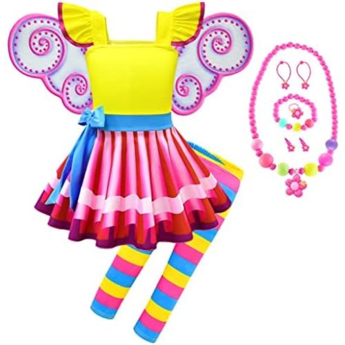 Akokvlar Fancy Fairy Costume for Girls Halloween Dress with Butterfly Wings Leggings