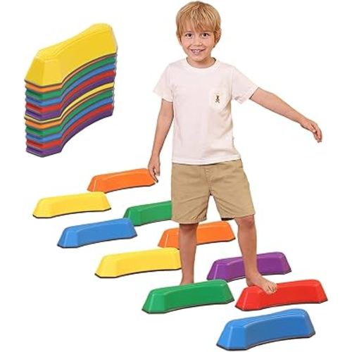 Stepping Stones for Kids Balance Beam Non-Slip Bottom Exercise Coordination and Stability Sensory Toys Toddler Outdoor Toys Kids Outdoor Play Equipment