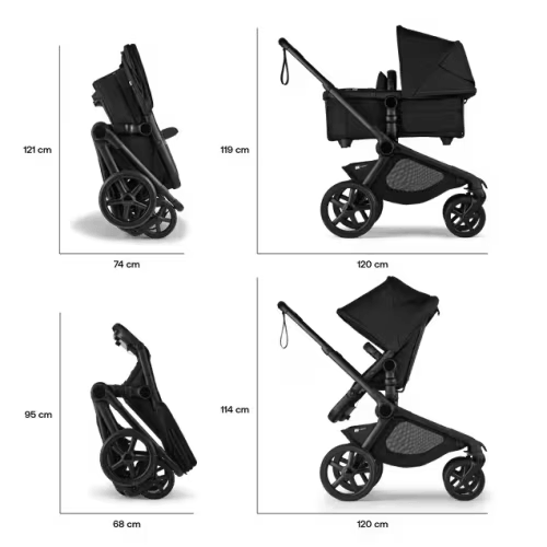 Bugaboo Kangaroo 2-in-1 stroller midnight black sun canopy, midnight black fabrics, black base | Bugaboo