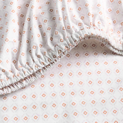 Cozy Cloud Geo Giggles Block Print 100% Organic Cotton Baby Crib Fitted Sheet