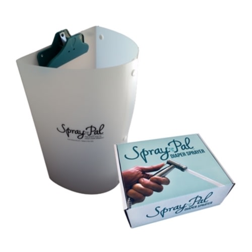 The Spray Pal cloth diaper sprayer and splatter shield in one discounted bundle with FREE shipping! Must have cloth diapering accessories, especially after your baby starts eating solid foods.