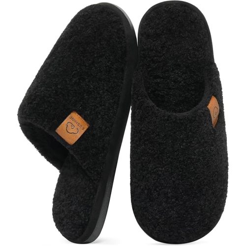 Evshine Fuzzy House Slippers for Women with Comfortable Memory Foam | Lightweight Closed-Toe Indoor Scuff Shoes for Cozy Warm Everyday Wear