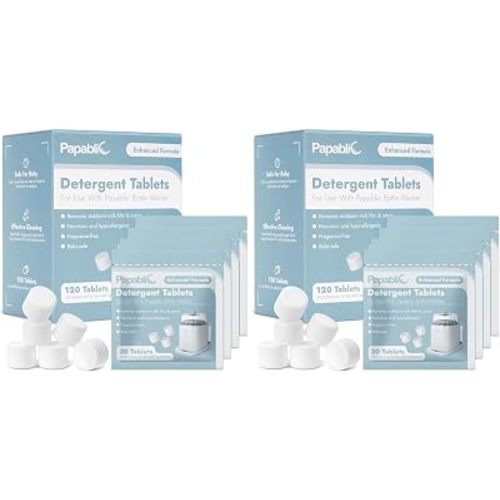 Papablic 120Pcs Official Detergent Soap Tablets for Baby Brezza,GROWNSY,Momcozy Bottle Washer Pro, Effective Cleaning with Safe Highly Concentrated Formula (Pack of 2)
