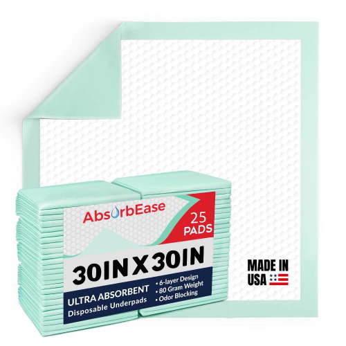 Wave Medical Super Absorbent Disposable Underpads, 30W x 30L, 25 ct