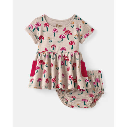 Mushroom Patch Pocket Dress with Bloomer